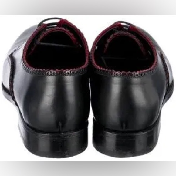 $895 Alaia Leather Lace Up Oxfords loafers black red scallop lace ballet flats - Picture 4 of 10